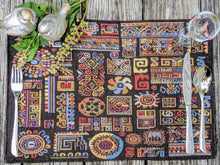 Load image into Gallery viewer, DaDa Bedding Set of 4-Pieces Ethnic Ornaments Geometric Black Tapestry Dining Placemats 13” x 19” (18118)