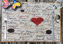 Load image into Gallery viewer, Tache Romantic Valentine’s Love Letter Beige Woven Tapestry Placemat Set (18111)