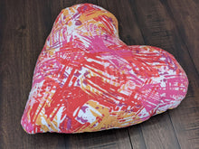 Load image into Gallery viewer, DaDa Bedding Hand-Made Sewn Marble Painted Heart Shaped Reversible Colorful Throw Pillow - 16” x 14”
