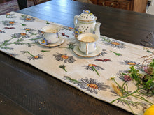 Load image into Gallery viewer, Tache Floral Yellow Daisies Ladybugs Ivory Woven Tapestry Table Runner (18114)