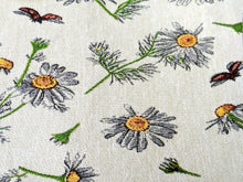 Load image into Gallery viewer, Tache Floral Yellow Daisies Ladybugs Ivory Woven Tapestry Table Runner (18114)