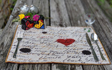 Load image into Gallery viewer, Tache Romantic Valentine’s Love Letter Beige Woven Tapestry Placemat Set (18111)