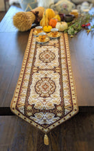 Load image into Gallery viewer, DaDa Bedding Golden Persian Style Rug Floral Brown Elegant Woven Tapestry Dining Table Runner (18119)