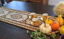 Load image into Gallery viewer, DaDa Bedding Golden Persian Style Rug Floral Brown Elegant Woven Tapestry Dining Table Runner (18119)