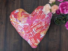 Load image into Gallery viewer, DaDa Bedding Hand-Made Sewn Marble Painted Heart Shaped Reversible Colorful Throw Pillow - 16” x 14”