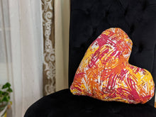 Load image into Gallery viewer, DaDa Bedding Hand-Made Sewn Marble Painted Heart Shaped Reversible Colorful Throw Pillow - 16” x 14”