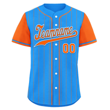 Load image into Gallery viewer, Custom Blue Orange Stripe Fashion Personalized Authentic Baseball Jersey BSBJ01-D017211
