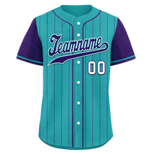 Load image into Gallery viewer, Custom Cyan Purple Stripe Fashion Personalized Authentic Baseball Jersey BSBJ01-D017247