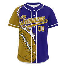 Load image into Gallery viewer, Custom Blue Yellow Classic Style Personalized Authentic Baseball Jersey UN002-D0b0a00-c