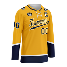 Load image into Gallery viewer, Custom Yellow Personalized Hockey Jersey HCKJ01-D0a70cb