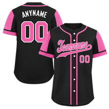 Load image into Gallery viewer, Custom Black Pink Raglan Sleeves Personalized Authentic Baseball Jersey BSBJ01-D017198