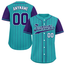 Load image into Gallery viewer, Custom Cyan Purple Stripe Fashion Personalized Authentic Baseball Jersey BSBJ01-D017247