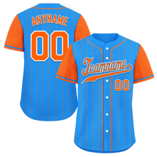 Load image into Gallery viewer, Custom Blue Orange Stripe Fashion Personalized Authentic Baseball Jersey BSBJ01-D017211