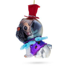 Load image into Gallery viewer, Pug in a Festive Red Hat Glass Christmas Ornament