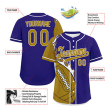 Load image into Gallery viewer, Custom Blue Yellow Classic Style Personalized Authentic Baseball Jersey UN002-D0b0a00-c