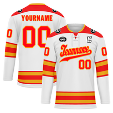 Load image into Gallery viewer, Custom White Red Personalized Hockey Jersey HCKJ01-D0a70cf