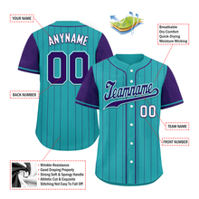 Load image into Gallery viewer, Custom Cyan Purple Stripe Fashion Personalized Authentic Baseball Jersey BSBJ01-D017247