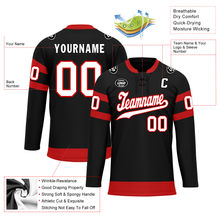 Load image into Gallery viewer, Custom Black Red Personalized Hockey Jersey HCKJ01-D0a70b0