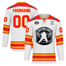 Load image into Gallery viewer, Custom White Red Personalized Hockey Jersey HCKJ01-D0a70cf