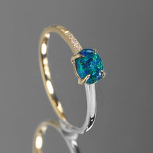 Load image into Gallery viewer, 18K Two-Tone Gold Black Opal Diamond Wedding Band Engagement Ring