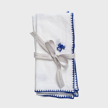 Load image into Gallery viewer, Crab embroidered dinner napkins, white, set of two