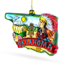 Load image into Gallery viewer, State of Oklahoma Symbols, USA Glass Christmas Ornament