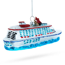 Load image into Gallery viewer, Voyage Aboard a Majestic White Cruise Ship Glass Christmas Ornament