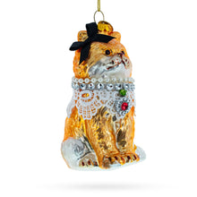 Load image into Gallery viewer, Chic Cat with Pendant Glass Christmas Ornament