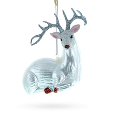 Load image into Gallery viewer, White Deer Glass Christmas Ornament