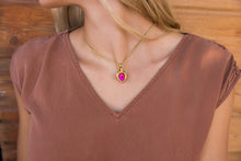 Load image into Gallery viewer, Golden Angel Wings Heart Cremation Urn Necklace With Gemstone