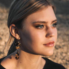 Load image into Gallery viewer, Tortoise Hinged Crescent Dangle Drop Earrings