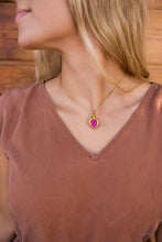 Load image into Gallery viewer, Golden Angel Wings Heart Cremation Urn Necklace With Gemstone