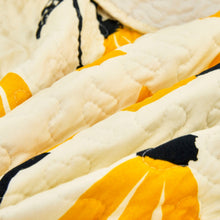 Load image into Gallery viewer, DaDa Bedding Botanical Floral Throw Blanket - Quilted Yellow Fleur Golden Orange Spring Time Tulips - Scalloped Edges Bright Vibrant Ivory Cream - 50 x 60