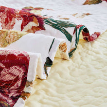 Load image into Gallery viewer, Tache Vintage Rose Garden Hummingbirds Burgundy White Reversible Floral Quilt Set (SD-7676)