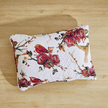 Load image into Gallery viewer, Tache Vintage Rose Garden Hummingbirds Burgundy White Reversible Floral Quilt Set (SD-7676)