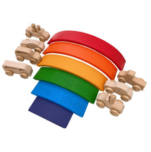Load image into Gallery viewer, 7 Pcs Natural Wooden Cars Set with 3 pcs Peg Dolls
