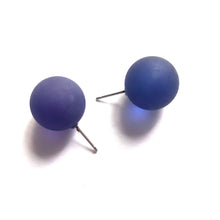 Load image into Gallery viewer, Cobalt Frosted Jumbo Ball Stud Earrings