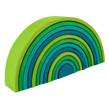 Load image into Gallery viewer, **Pre-order (Ships in 2-3 Weeks)**12 Pcs STAINED Large Basswood Rainbow Stacking Blocks Meadow Green