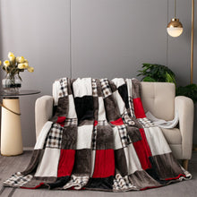 Load image into Gallery viewer, Tache Brown Red Sunset Maple Farmhouse Plaid Patchwork Throw Blanket (4025)