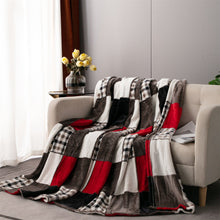 Load image into Gallery viewer, Tache Brown Red Sunset Maple Farmhouse Plaid Patchwork Throw Blanket (4025)