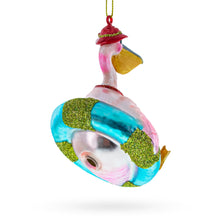 Load image into Gallery viewer, Pelican on Inflatable Ring Glass Christmas Ornament
