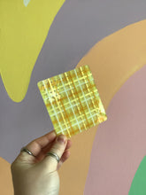 Load image into Gallery viewer, Metallic Yellow Plaid Earring Holder