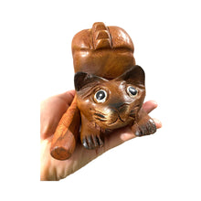 Load image into Gallery viewer, 4" Musical Wooden Cat Percussion Whistle Instrument
