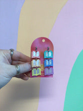Load image into Gallery viewer, Rainbow Dangling Books Earrings