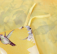 Load image into Gallery viewer, DaDa Bedding Sunshine Yellow Hummingbirds Floral Duvet Cover &amp; Fitted Flat Bed Sheets Set w/ Pillow Cases Window Valances (925)