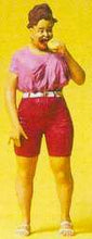 Load image into Gallery viewer, Preiser 45502 G Scale Pedestrians -- Woman w/Hot Dog