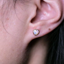 Load image into Gallery viewer, Beautiful Solid Opal Twisted Design Heart Stud Earrings 14K Yellow Gold