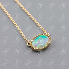 Load image into Gallery viewer, Minimalist Oval Shaped Australian Opal Necklace 18K Yellow Gold