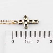 Load image into Gallery viewer, Australian Doublet Opal Cross Pendant Necklace 14K Yellow Gold