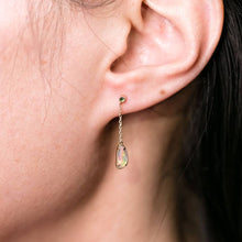 Load image into Gallery viewer, Two Colors Mexican Fire Opal Tsavorite Drop Earrings 18k Yellow Gold